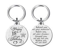 Porte-clés avec inscription « Happy Birthday » - Pour filles, femmes, garçons, hommes et femmes - argenté - Small