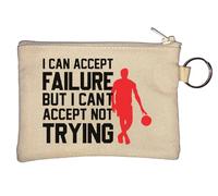 Porte-clés avec inscription « I Can Accept Failure But I Can't Accept Not Trying Basketball » - Beige