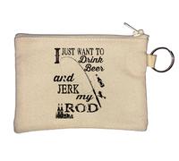 Porte-clés avec inscription « I Just Want to Drink Beer and Jerk My Rod Fishing » - Beige