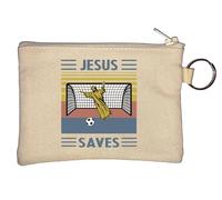Porte-clés avec inscription « Jesus Saves Football Fan » - Beige