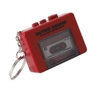 Porte-clés avec lecteur de cassettes miniatures rétro avec boîte à musique intégrée et capacité pour accessoires