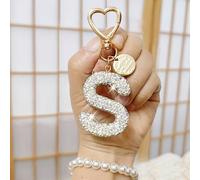 Porte-clés avec lettre en cristal scintillant et forme de cœur - Pendentif en alliage brillant convenant aux sacs et aux sacs à dos - Cadeau parfait pour les anniversaires et les occasions spéciales, 