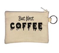 Porte-clés avec logo « But First Coffee » - Beige