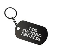 Porte-clés avec logo Los Angeles gravé au laser en acier, Noir