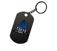 Porte-clés avec logo rétro Tokyo Nights en acier inoxydable