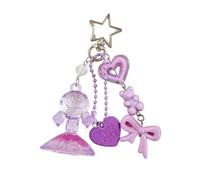Porte-clés avec nœud en forme de cœur et nœud élégant - Accessoire léger pour femme et fille - Décoration de voiture, Tel que montré, taille unique