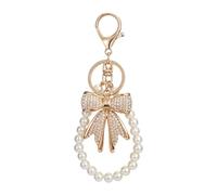 Porte-clés avec nœud en strass blanc - nœud papillon pour sac à main, accessoire de mode élégant pour femme, décoration de sac, porte-clés de bracelet | Taille 15x15x3cm en de Zinc 46g, c