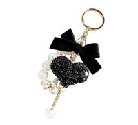 Porte-clés avec nœud papillon en alliage robuste, perles, ruban en forme de cœur, pendentif conçu pour les femmes à la mode qui aiment les bijoux personnalisés, porte-clés pour femmes élégantes