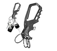 Porte-Clés avec Ouvre-Bouteille Incorporé - Porte-Clés Portatifs Pratiques,Compact Décapsuleur Multifonction avec 3 Anneaux pour Camping, Barman Hommes Femmes