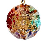 Porte-clés avec pendentif 7 chakras Orgonite Cube de Metatron porte-bonheur