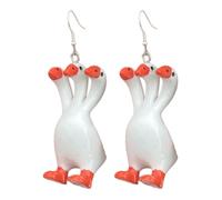 Porte-clés avec pendentif oie à trois têtes, boucles d'oreilles, collier élégant avec pendentif oie pour les personnes à la mode