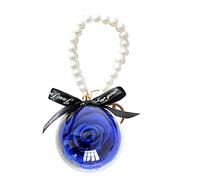 Porte-clés avec pendentif rose éternelle préservée - Pour sac, portefeuille - Bleu - taille unique