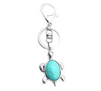 Porte-clés avec pendentif tortue en pierre précieuse naturelle Turquoise, turquoise, as description