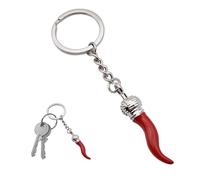 Porte-clés avec pendentifs émaillés en forme de corne porte-bonheur Scaramantico - Cornetto Napolitain homme ou femme, Scaramanda - Cornicello Amuleto Peperoncino Napoli, Cornet M, M