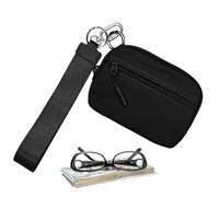 Porte-clés avec sac pour poignet, portefeuille avec sac pour porte-clés, portefeuille en nylon imperméable avec porte-clés, sac compact avec fermeture éclair et dragonne pour un accès facile au, Noir