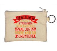 Porte-clés avec slogan « I Really Like to just Jump in a Truck and Travel Travels » Beige, beige, Taille unique