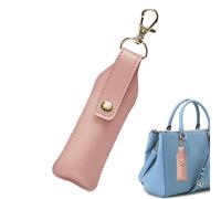 Porte-clés avec support pour rouge à lèvres - Petit étui en cuir avec sac de crème pour les lèvres | Porte-clés avec support pour baume à lèvres, L, rose, Consulte la descripción