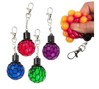 Porte-clés balle de massage anti-stress à pustules dans un filet - Couleur au choix violet, vert, bleu ou rose/rouge - Porte-clefs dégoutant, déstressant et satisfaisant, de relaxation et bien-être