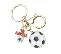 Porte-clés ballon de football au look authentique, construction en fer, taille compacte pour une fixation facile aux clés ou sacs (C)