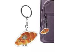 Porte-clés banane en forme de chat mignon en acrylique 2D pour sac à main, fourre-tout, sac à dos, sac, accessoires pour homme et femme, Banane Chat 4 cm [Boucle ronde], Refer to description