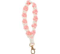 Porte-Clés Bande, Pendentif De Clé, Porte-Clés Bohème, Porte-Clés De Poignet, Porte-Clés Mignon Tissé Pour Femmes, Rose Blanc