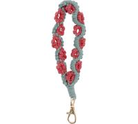 Porte-Clés Bandeau, Pendentif De Clé En Perle Fausse Rose, Porte-Clés Bohème, Porte-Clés De Poignet, Porte-Clés Exquis En Macramé Pour Femmes, Vert Rouge