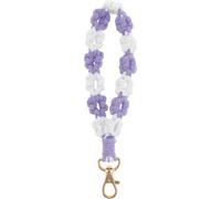 Porte-Clés Bandeau, Pendentif De Clé Floral, Porte-Clés Bohème, Porte-Clés Poignet, Porte-Clés Macramé Exquis Pour Femmes, Violet Blanc