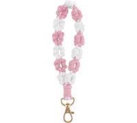 Porte-Clés Bandeau, Pendentif De Clé Floral, Porte-Clés Bohème, Porte-Clés Poignet, Porte-Clés Macramé Exquis Pour Femmes, Rose Blanc
