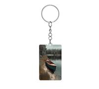 Porte-clés bateau amarré sur le rivage, tendance et réutilisable, petit et portable, en acrylique, idéal pour décorer un sapin de Noël ou comme étiquette à bagages.