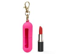 Porte-clés baume à lèvres - Étui de voyage en silicone - Support de baume à lèvres | pour sac à main, portefeuille, salle de sport, lieu de travail, activités de plein air, trajets quotidiens, rose