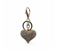 PORTE-CLÉS BB ANGELL COEUR DOREE STRASS ÉLÉGANT TYPE SWAROVSKI, ATTACHE SAC PAR MOUSQUETON