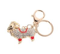 Porte-clés Bélier en Alliage avec Décorations en Rouge, Breloque | Finition Polie Électroplaquée, Fixation Sûre et Légère, pour Usage Quotidien et Fête du Nouvel An