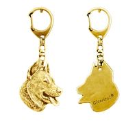 Porte-clés Berger Français Beauceron plaqué or, présenté dans un coffret cadeau,
