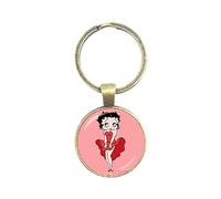 Porte-clés Betty Boop en forme de dôme en verre fait à la main - Cadeau idéal pour vos amis