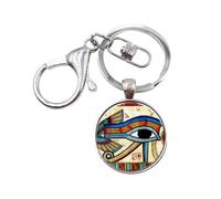 Porte-clés, bijou de sac cabochon oeil dieu horus égypte, acier mousqueton.