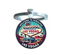 Porte-clés, bijou de sac cabochon Welcome to fabulous Las Vegas Nevada. | Protection avec dôme en plexiglass, diamètre 2,6 cm.
