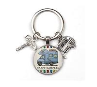 Porte-clés, bijou de sac camping-car, happy camper, charms.