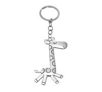 Porte-clés, bijou de sac girafe en acier argenté.