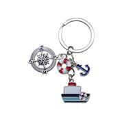 Porte-clés, Bijou de Sac thème marine bateau, boussole, ancre et bouée de sauvetage.