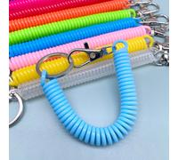 Porte-clés bobine à ressort rétractable pour filles, porte-clés de sécurité avec fermoir ster en métal, anti-perte, commissionné, comparateur de couleur, portefeuille de téléphone I