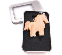 Porte-clés bois cheval poney clair animal de ferme cheval pendentif en boîte cadeau