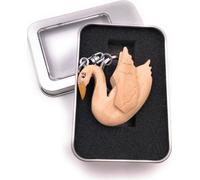 Porte-clés bois Cygne Canard Oiseau Animal Oie Pendentif en boîte cadeau