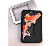 Porte-clés bois Koi poisson aquarium animal eau carpe élevage pendentif en boîte cadeau