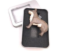 Porte-clés bois loup animal prédateur chien meute ongulés pendentif en boîte cadeau