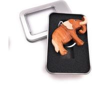 Porte-clés bois mammouth animal éléphant défenses mammifère Afrique pendentif en boîte cadeau