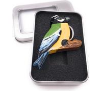 Porte-clés bois mésange sur branche oiseau oiseau chanteur Piepmatz pendentif en boîte cadeau