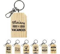 porte-clés bois message vie de famille 3.9x12cm - modèle aléatoire - cmp hd4676 Gris G
