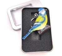 Porte-clés bois oiseau perroquet perruche bleu vert oiseau d'élevage canari pendentif en boîte cadeau