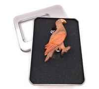 Porte-clés bois oiseau perroquet perruche brune oiseau d'élevage canari pendentif en boîte cadeau