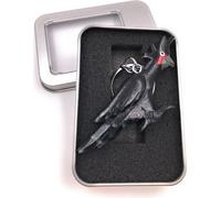 Porte-clés bois perroquet oiseau perruche oiseau d'élevage cacatoès noir pendentif en boîte cadeau